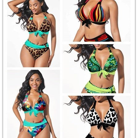 Women's Colorful Printed Plus Size Bikini Swimming Suit