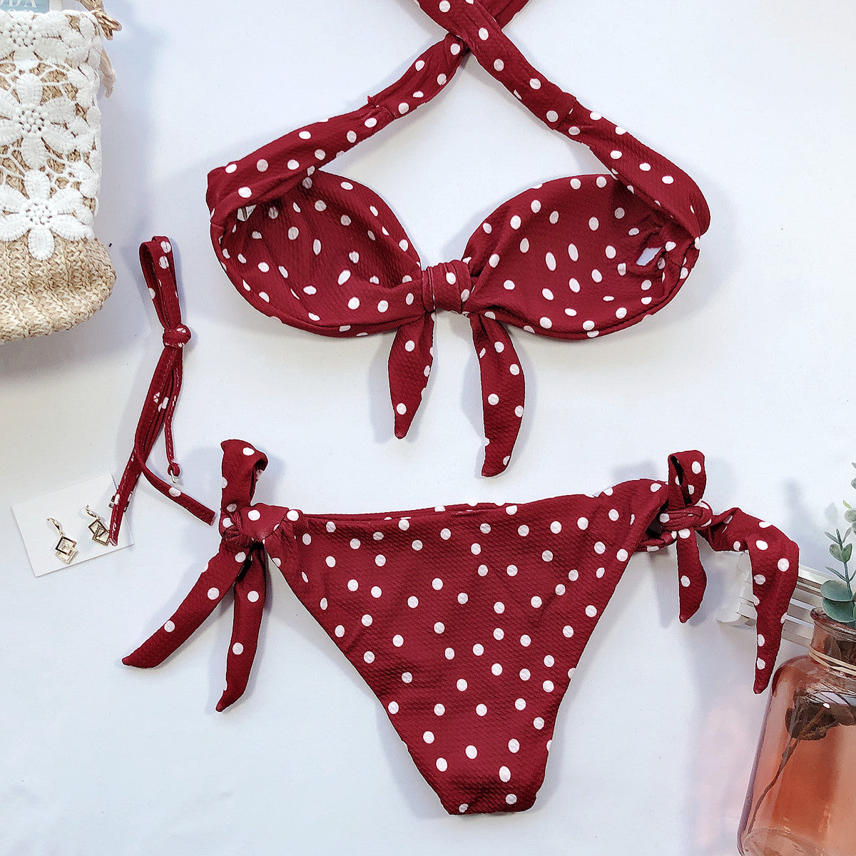 Women's Swimsuit Dotted Bikini Split