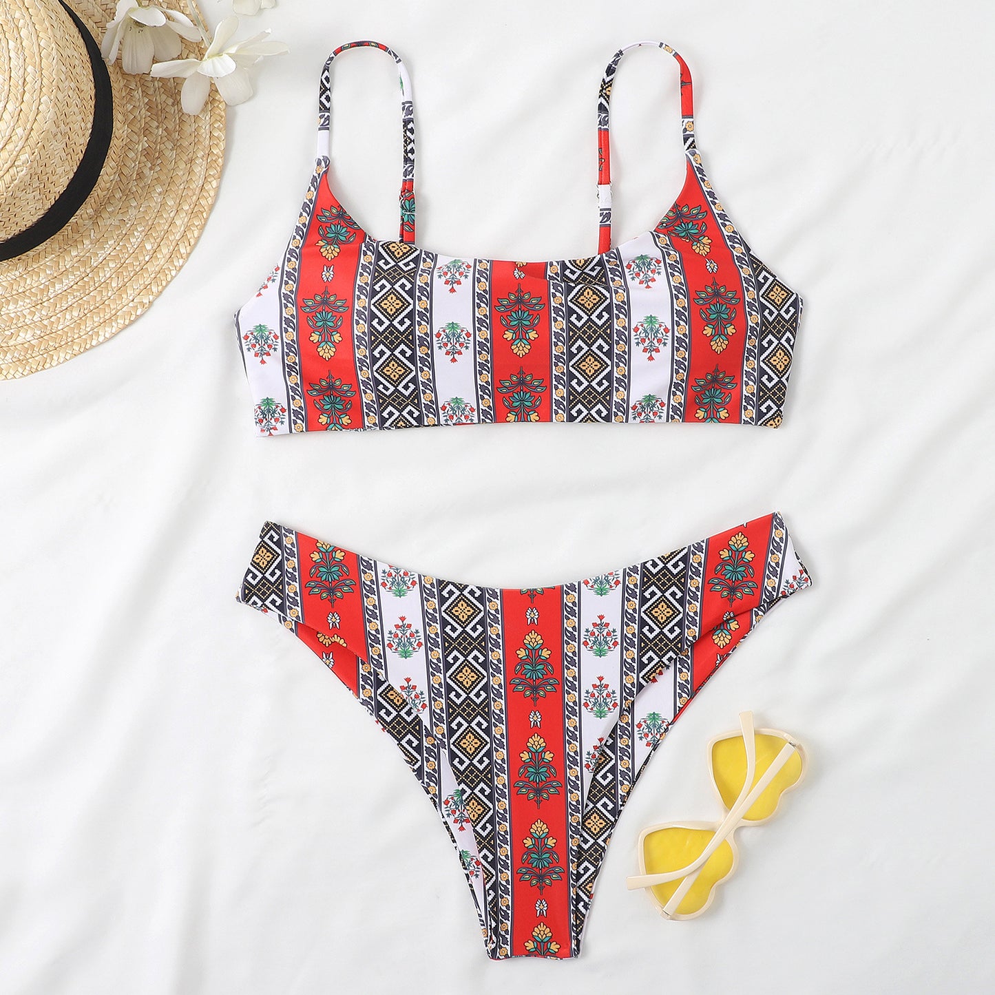 New Reversible Bikini Gradient Multicolor Print Swimsuit