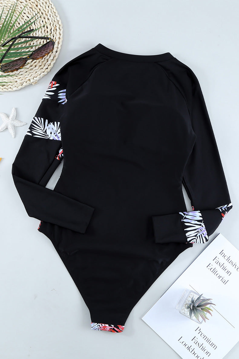 Printed Long Sleeve Tight Surfing Suit Cross Border Triangle Quick-drying Bikini Wetsuit