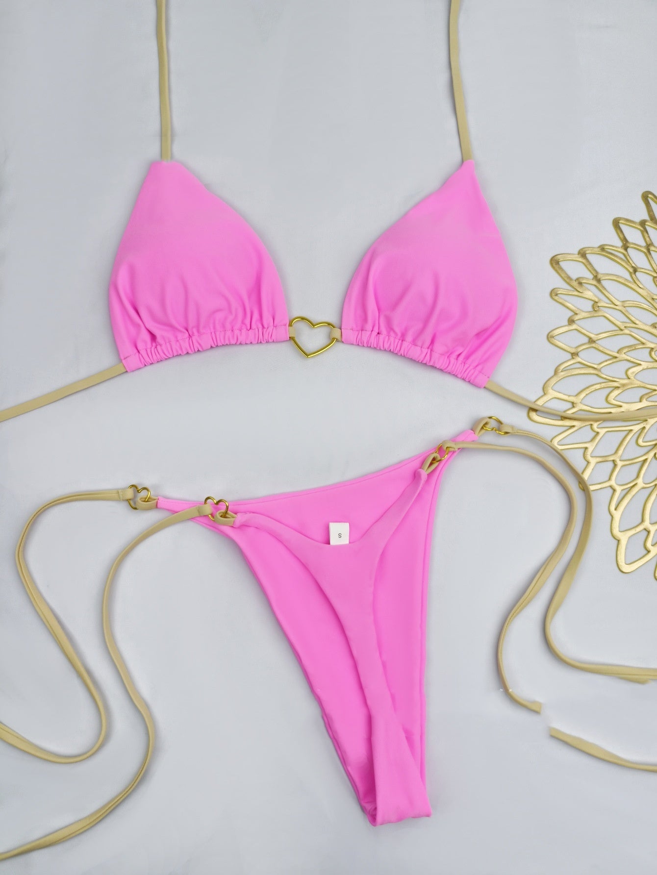 Lace Up Split Bikini Swimsuit