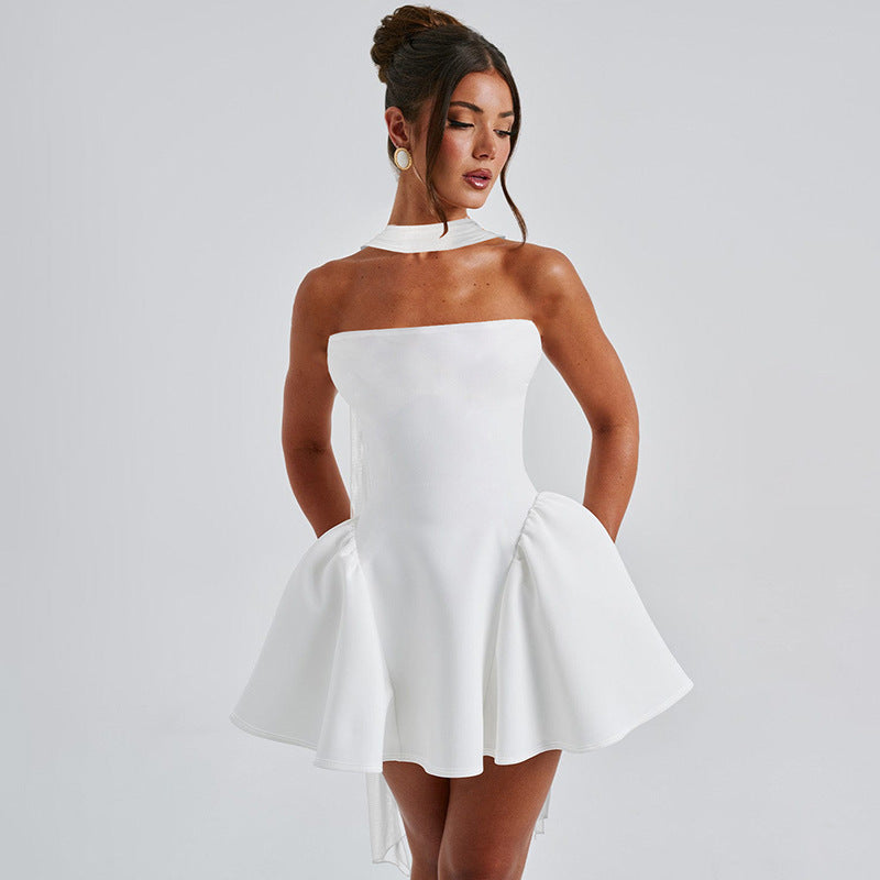 Sexy Tube Top Dress With Back Zipper Design Ins Fashion Short Dress For Party Clothing Women - Peek A Boo Undies