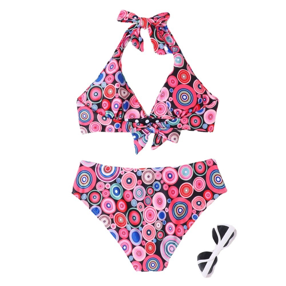 Women's Printed High Waist Split Bikini Suit