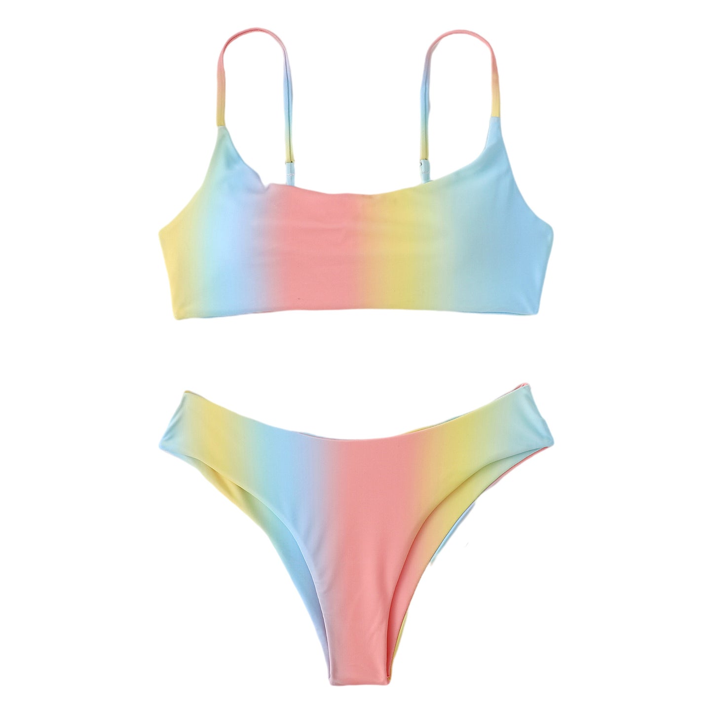 New Reversible Bikini Gradient Multicolor Print Swimsuit