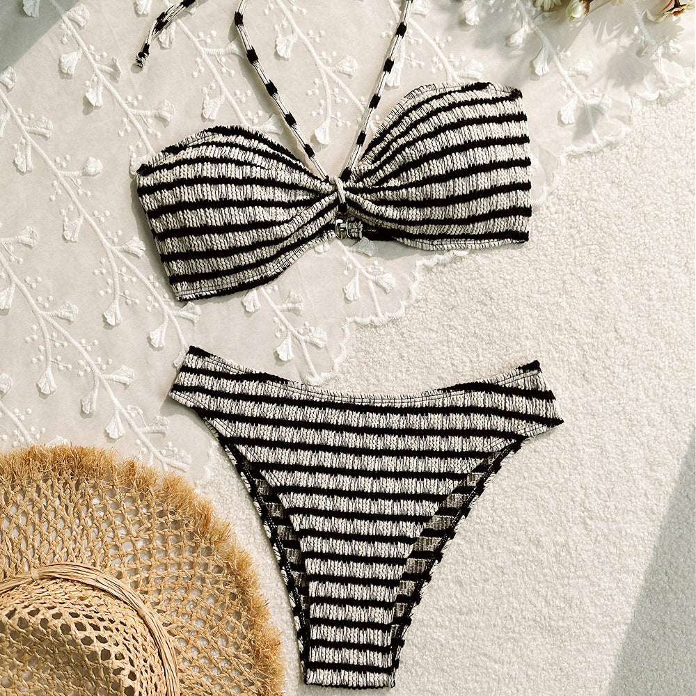 Bikini Split Striped Printed