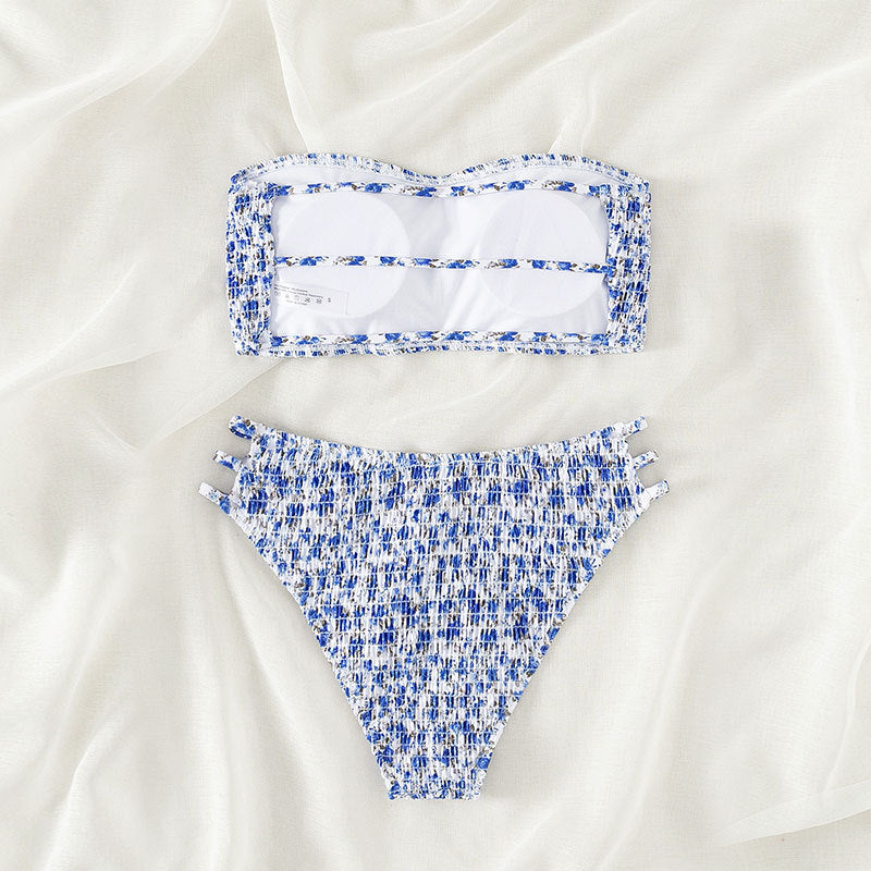 Floral Strapless Beauty Back Split Swimsuit - Peek A Boo Undies
