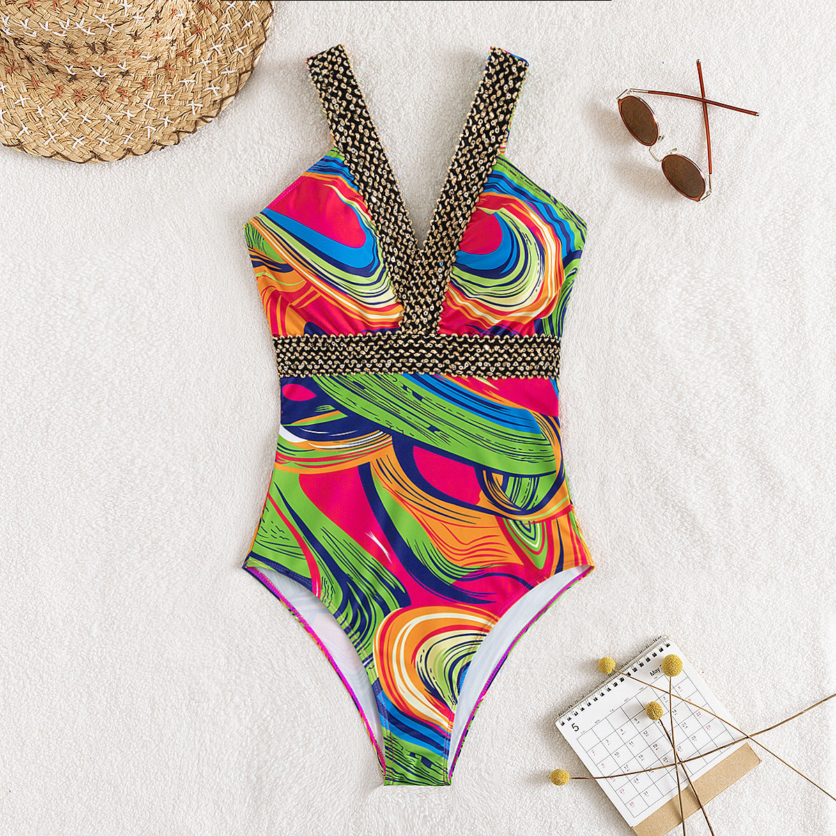 Deep V Spaghetti Straps One-piece Swimsuit