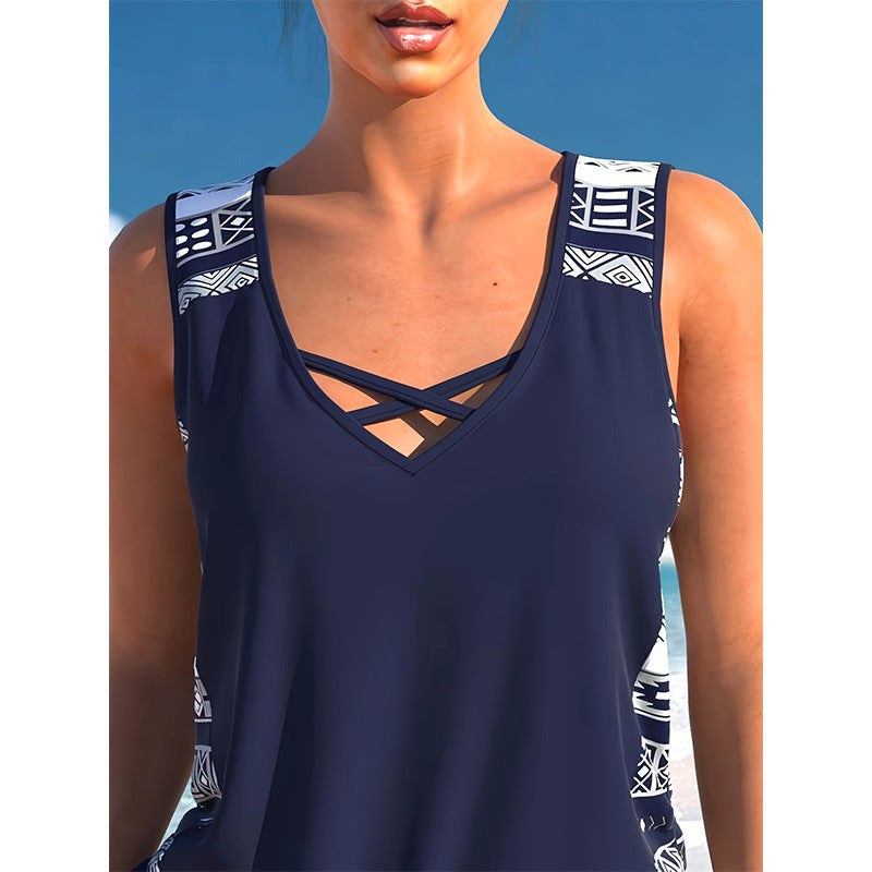 Conservative Split Swimsuit - Peek A Boo Undies