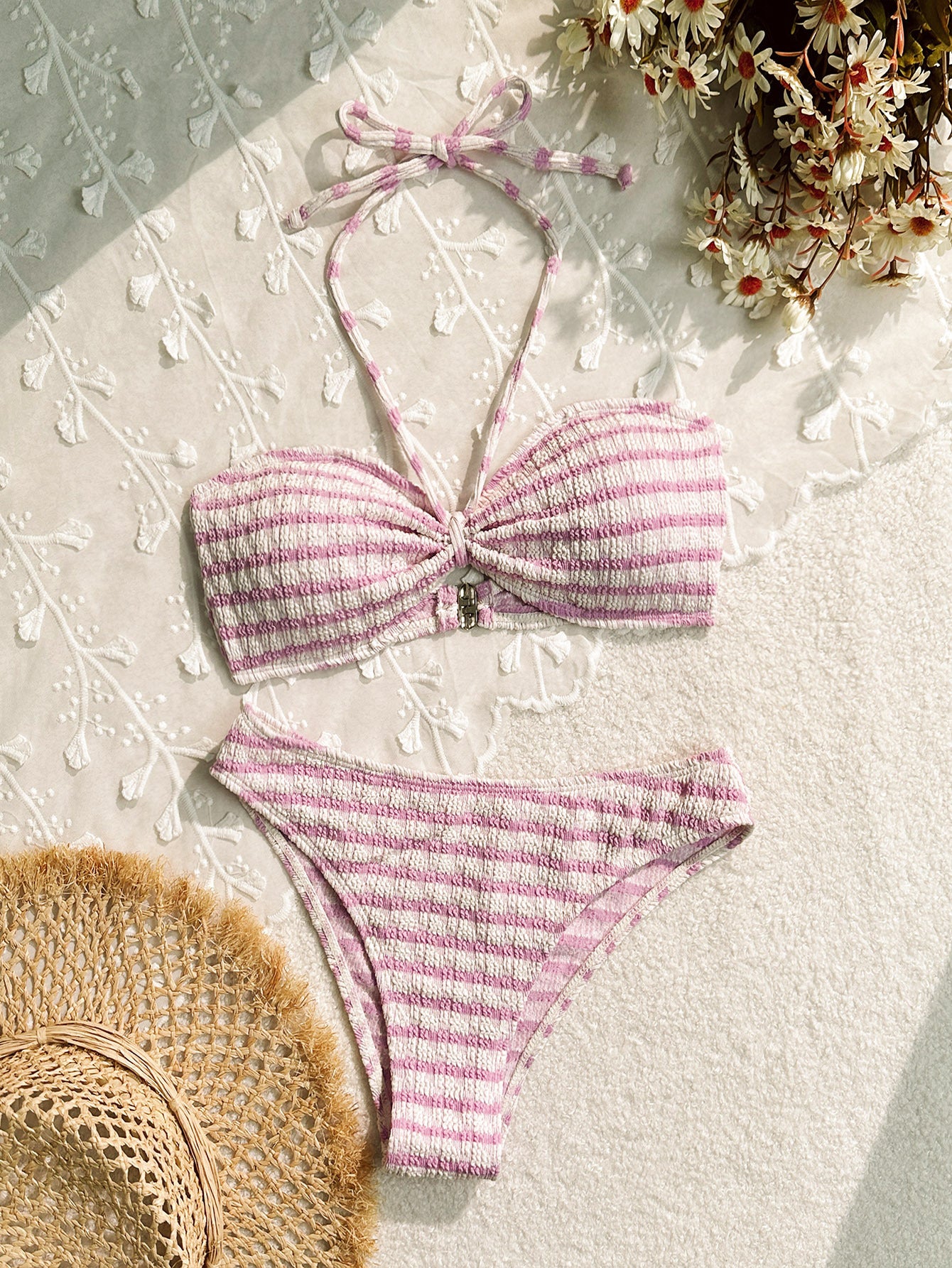 Bikini Split Striped Printed