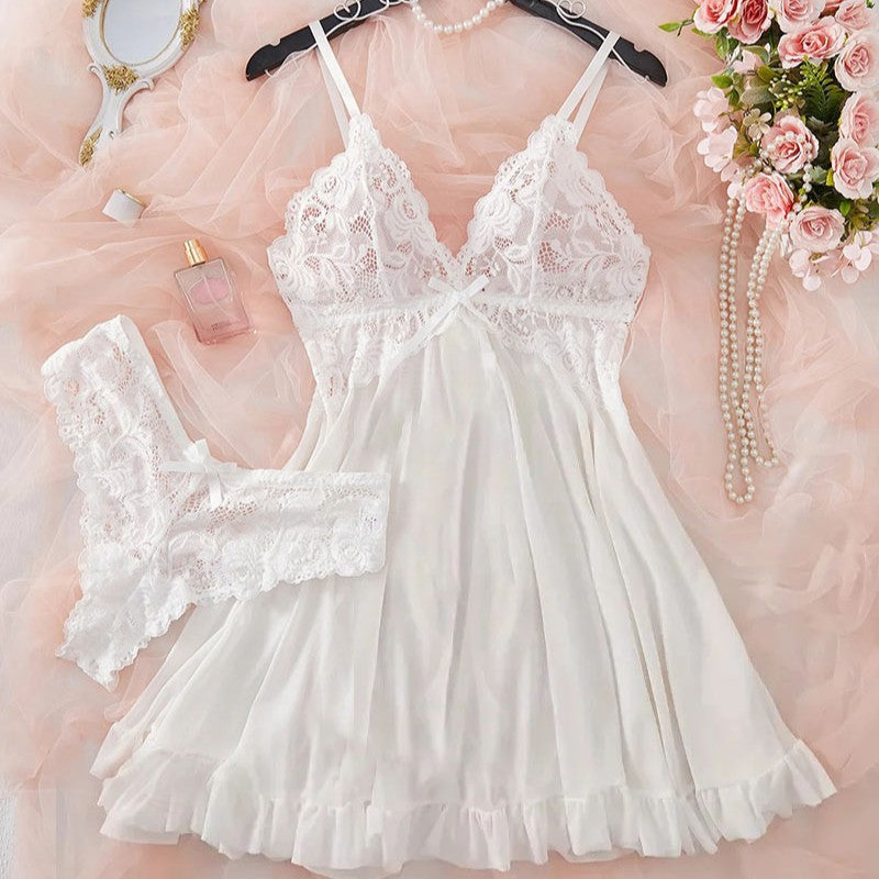 Sexy Lingerie Two-piece Lace Sling Light Mesh V-neck - Peek A Boo Undies