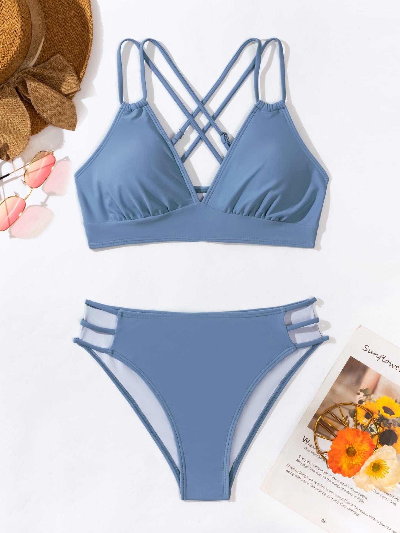 V-neck Halter Bikini Split Swimsuit