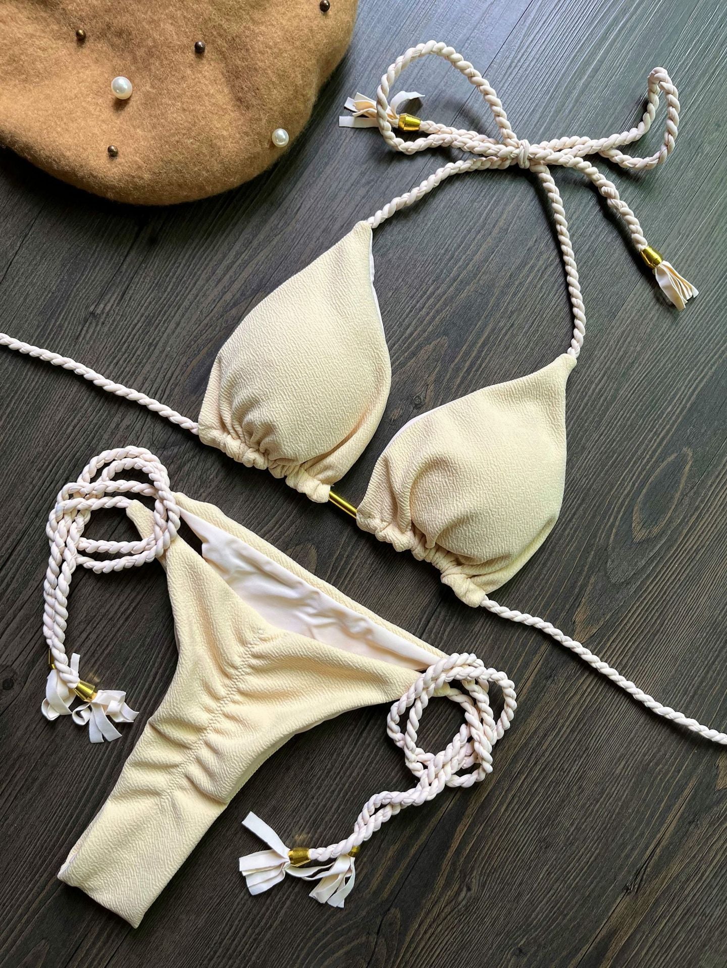 Women's Fashion Braided Rope Bikini Suit - Peek A Boo Undies