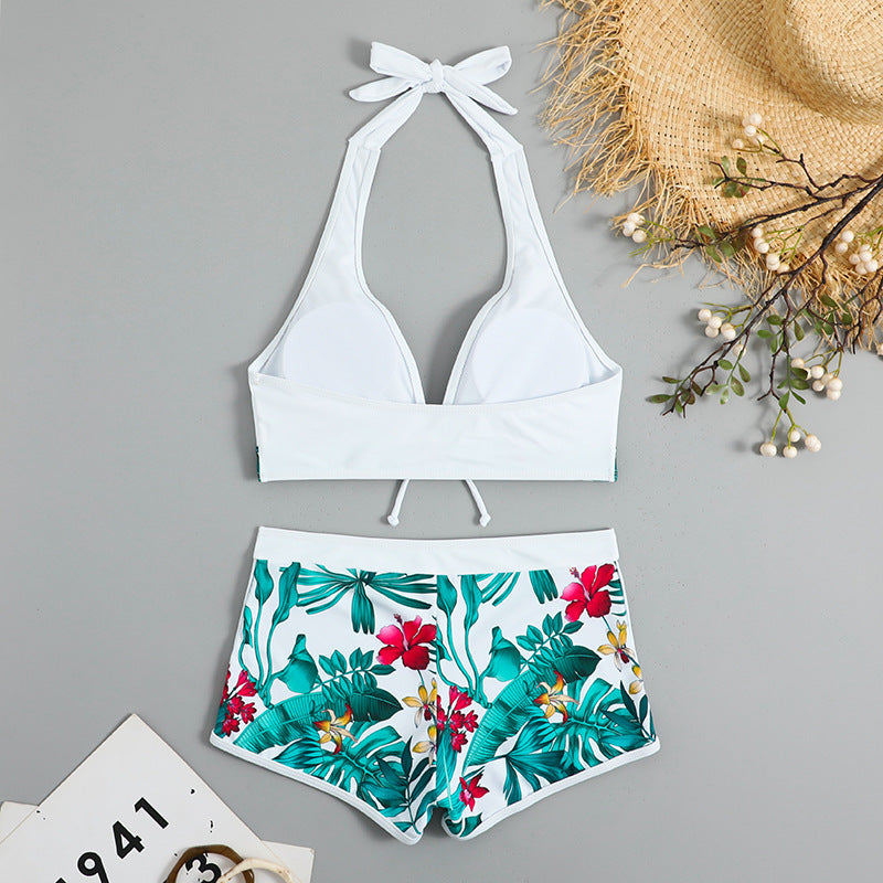 Printed Halter Split Bikini Swimsuit