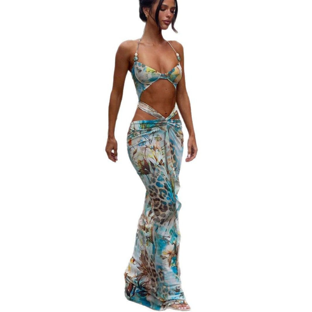 Sexy Bikini Printed Split Women's Swimsuit Swimsuit Female Dress - Peek A Boo Undies