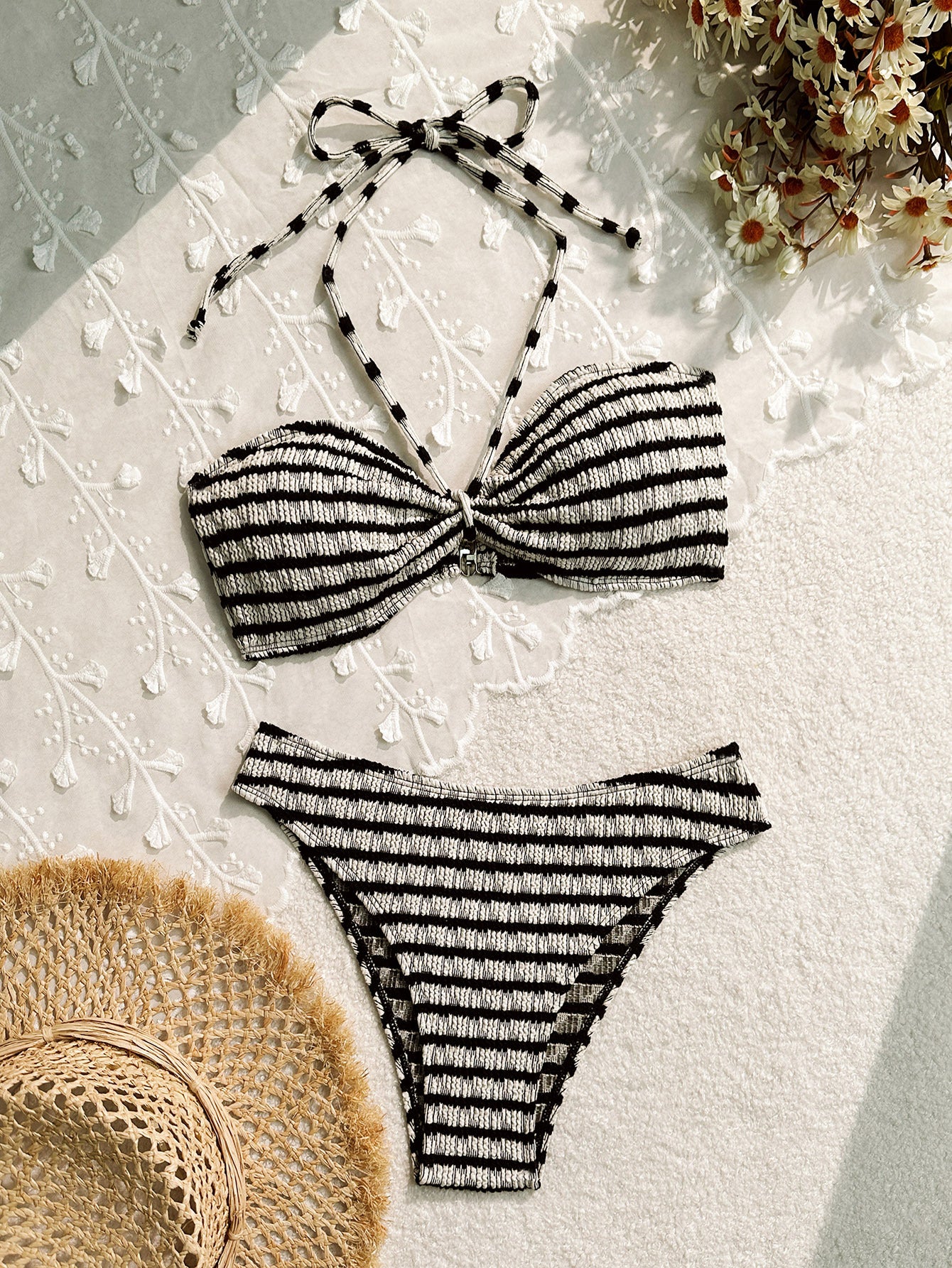 Bikini Split Striped Printed