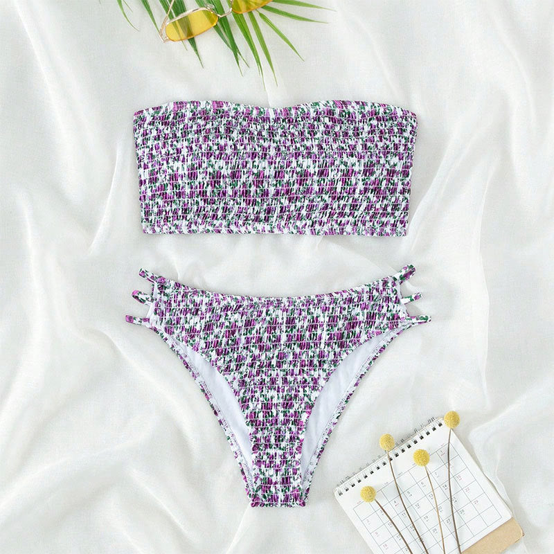 Floral Strapless Beauty Back Split Swimsuit - Peek A Boo Undies