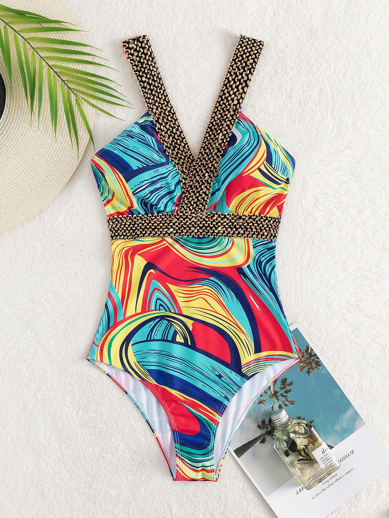 Deep V Spaghetti Straps One-piece Swimsuit