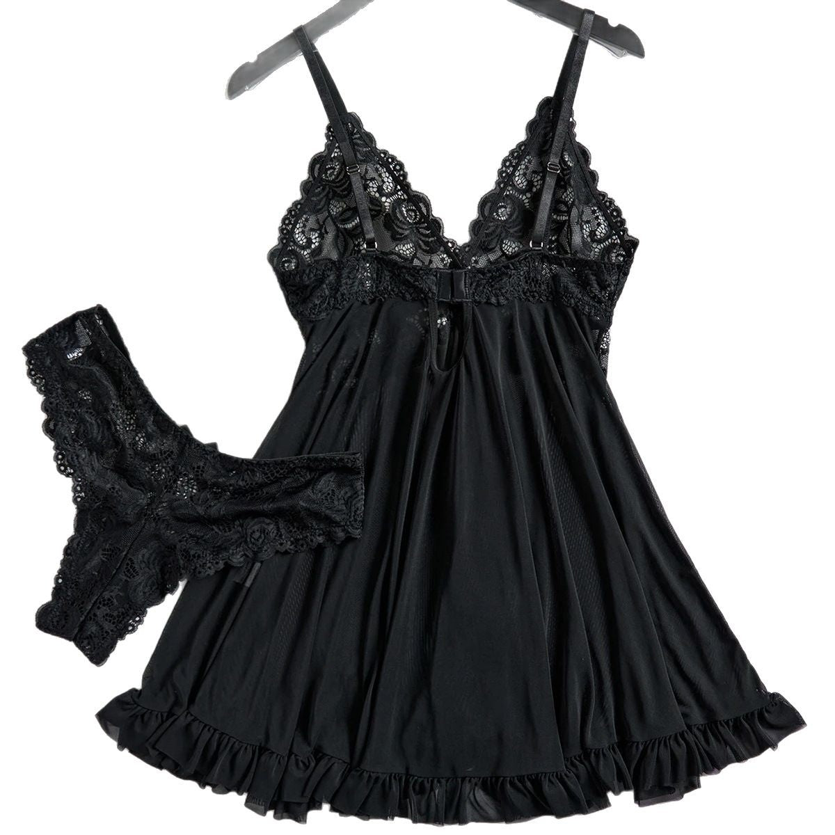Sexy Lingerie Two-piece Lace Sling Light Mesh V-neck - Peek A Boo Undies