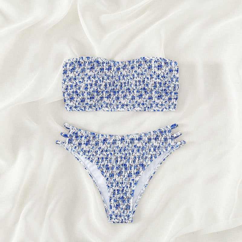 Floral Strapless Beauty Back Split Swimsuit - Peek A Boo Undies