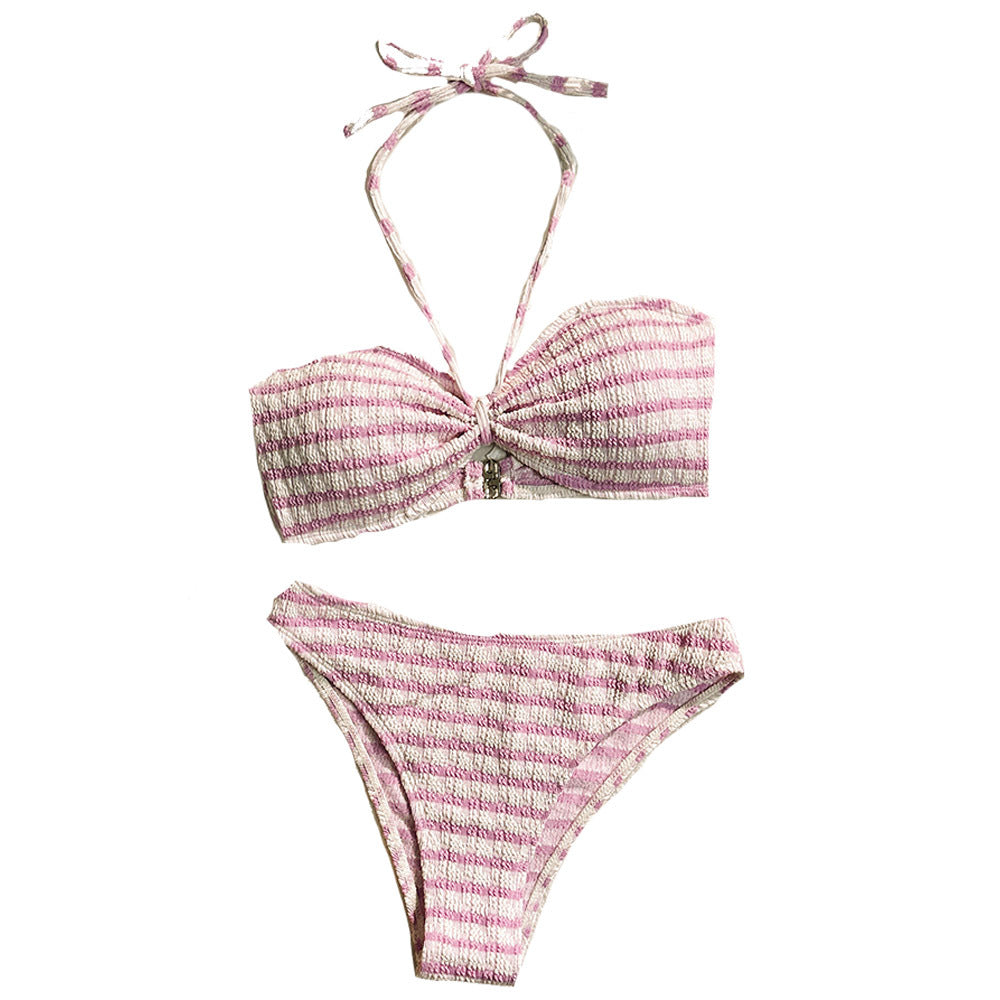 Bikini Split Striped Printed