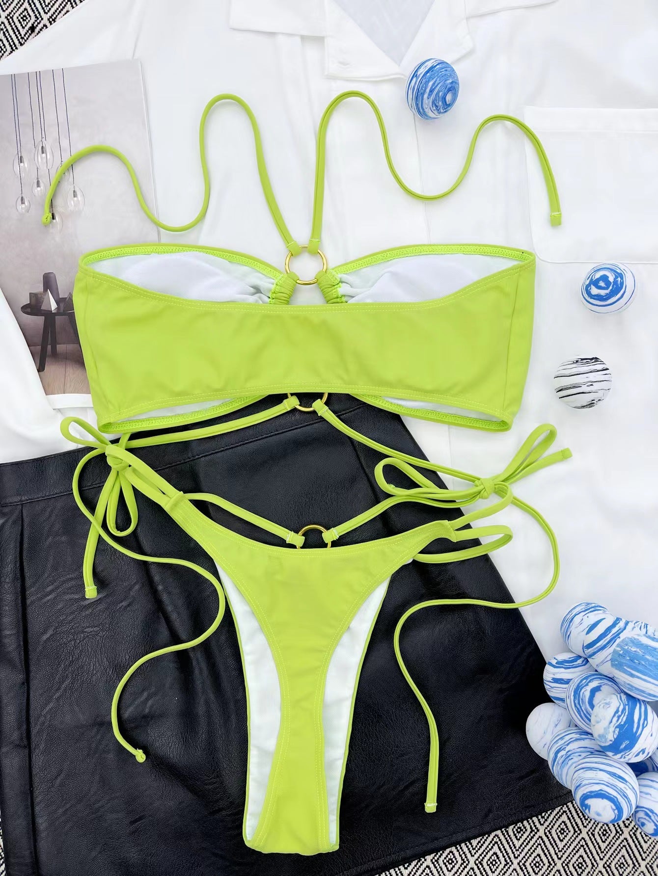 Lace-up Triangle Swimsuit