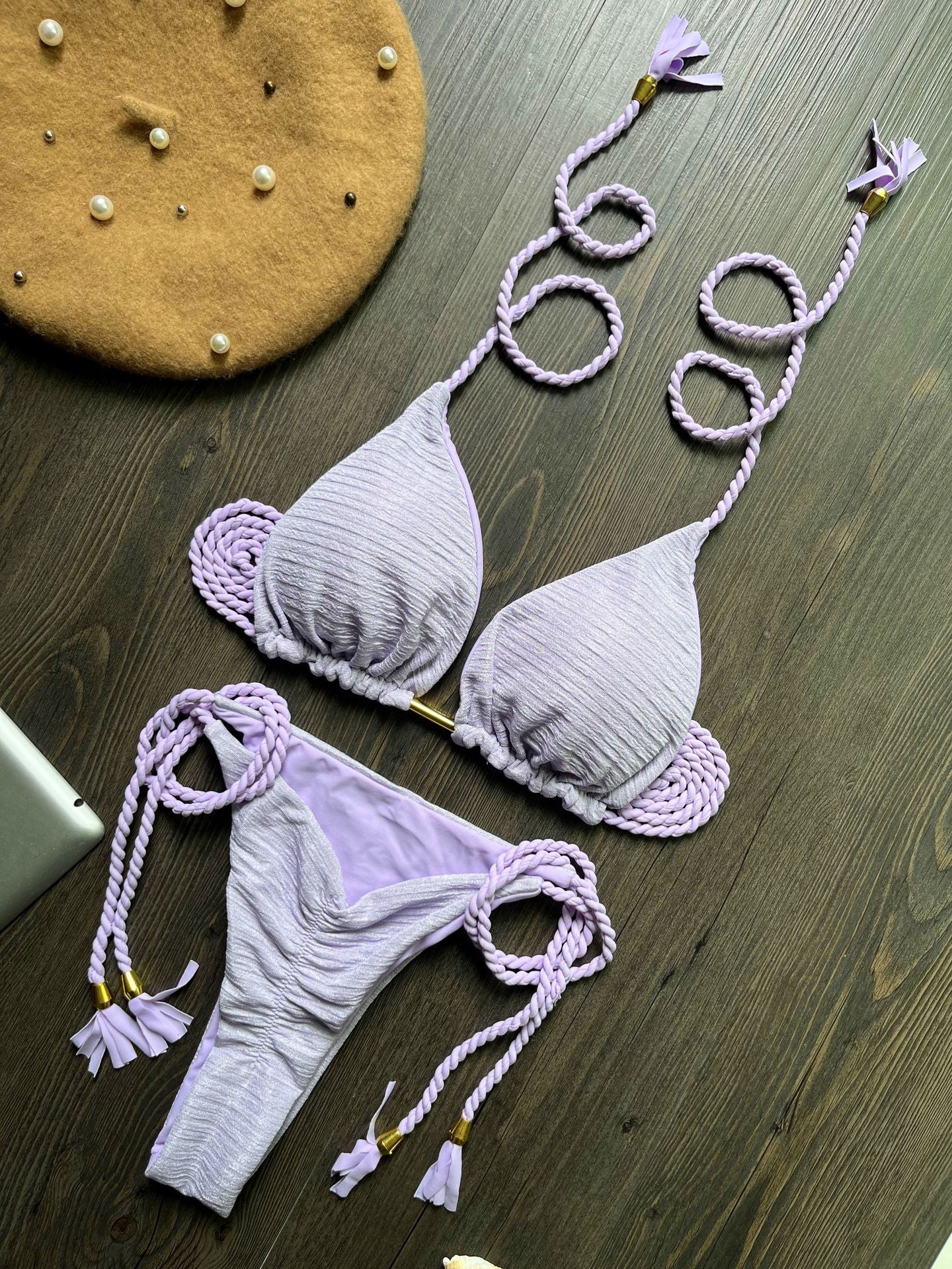 Women's Fashion Braided Rope Bikini Suit - Peek A Boo Undies