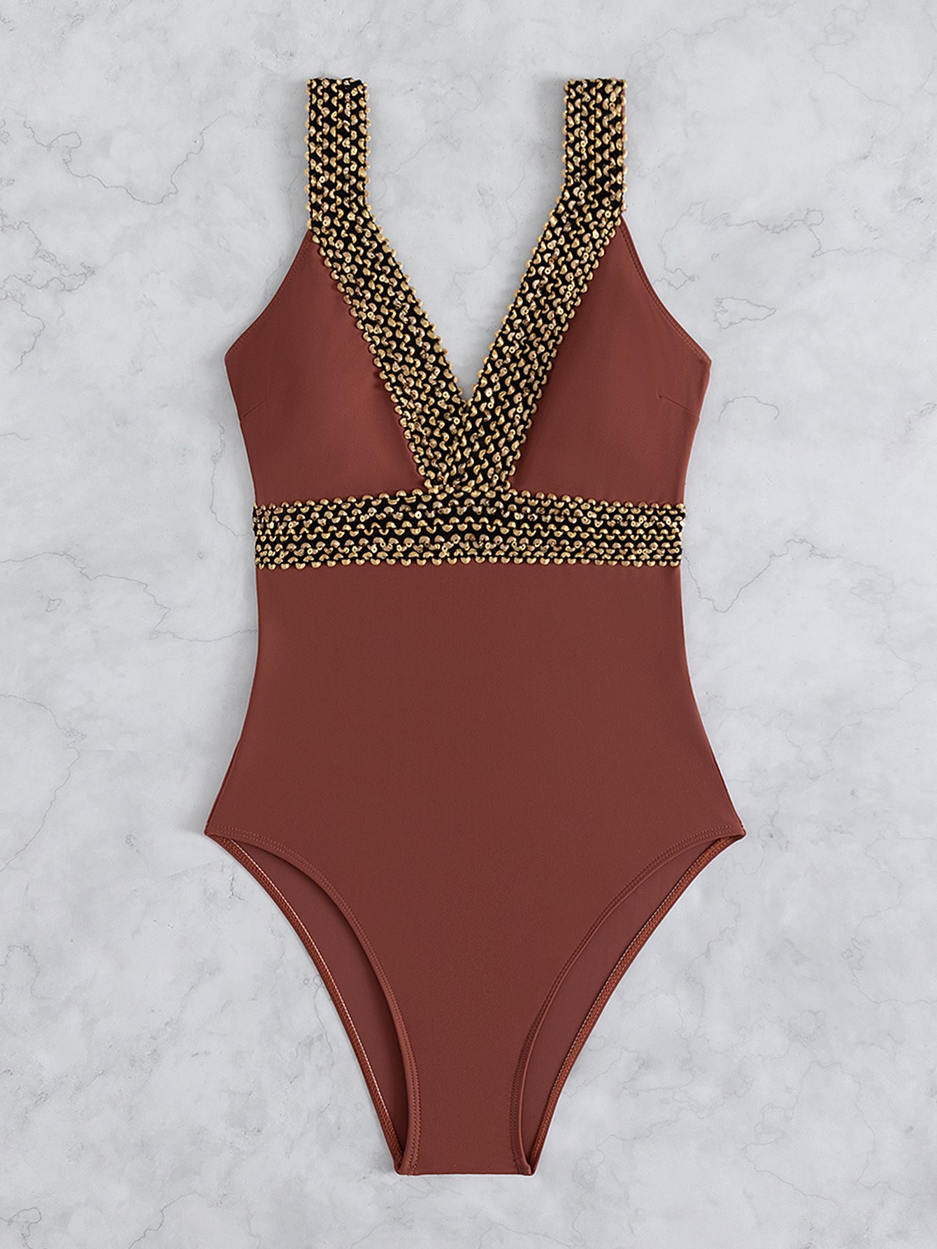 Deep V Spaghetti Straps One-piece Swimsuit