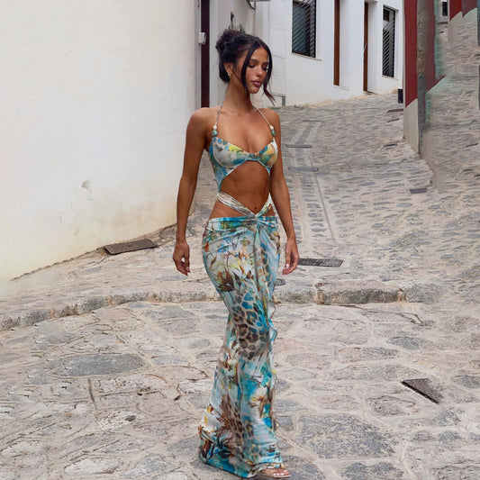 Sexy Bikini Printed Split Women's Swimsuit Swimsuit Female Dress - Peek A Boo Undies