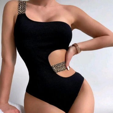 Cartier Black Backless  One-piece Swimsuit