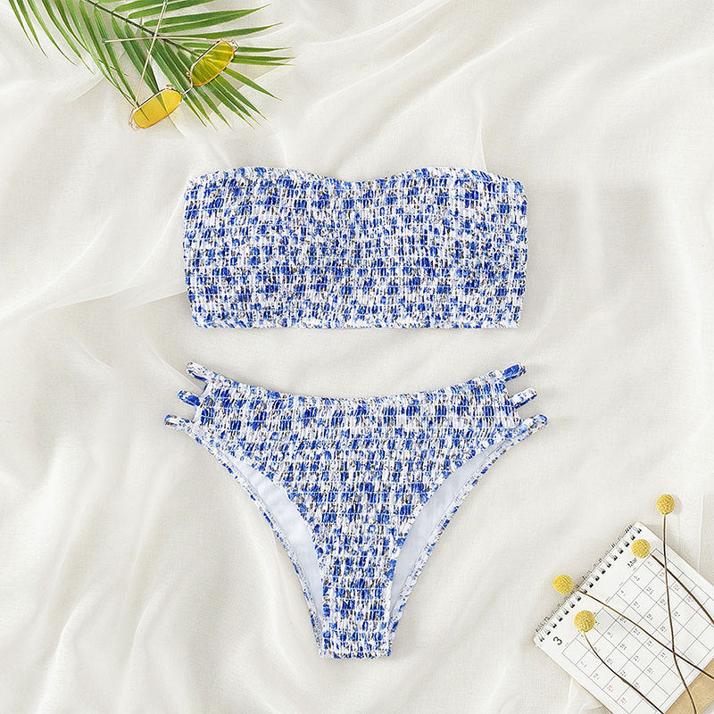 Floral Strapless Beauty Back Split Swimsuit - Peek A Boo Undies