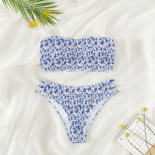 Floral Strapless Beauty Back Split Swimsuit - Peek A Boo Undies