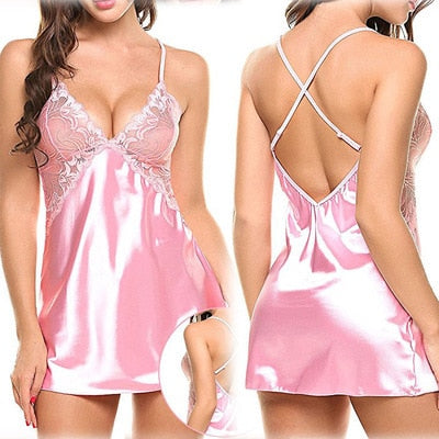 Sexy Women's Lingerie V-neck Mesh Lace Dress See-through High Waist XL Lingerie Sexy Lingerie Women's Pajamas Nightdress