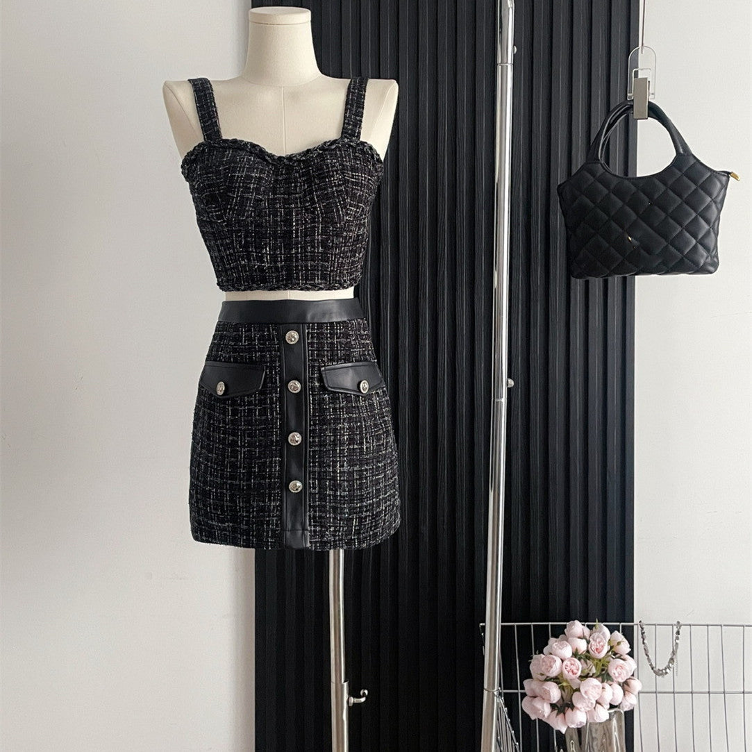 Strapless Suspender Vest Top Skirt Two-piece Set