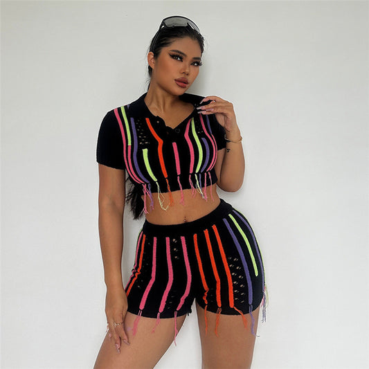 Neon Şeritler Slim Fit Takım Elbise Kadın