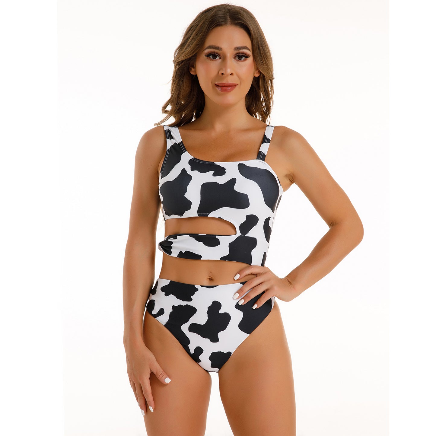 Bikini One Piece Swimsuit Cow Pattern Triangle