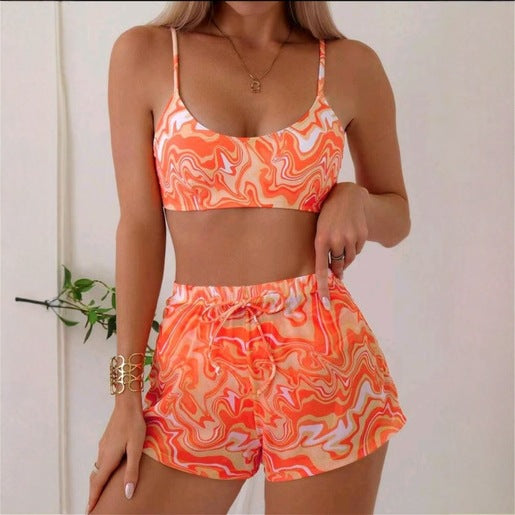 Cheery Bikini Three-piece Suit