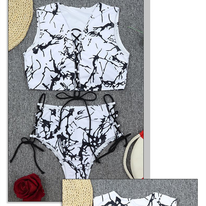 Bikini Tie Dye Tied Black And White