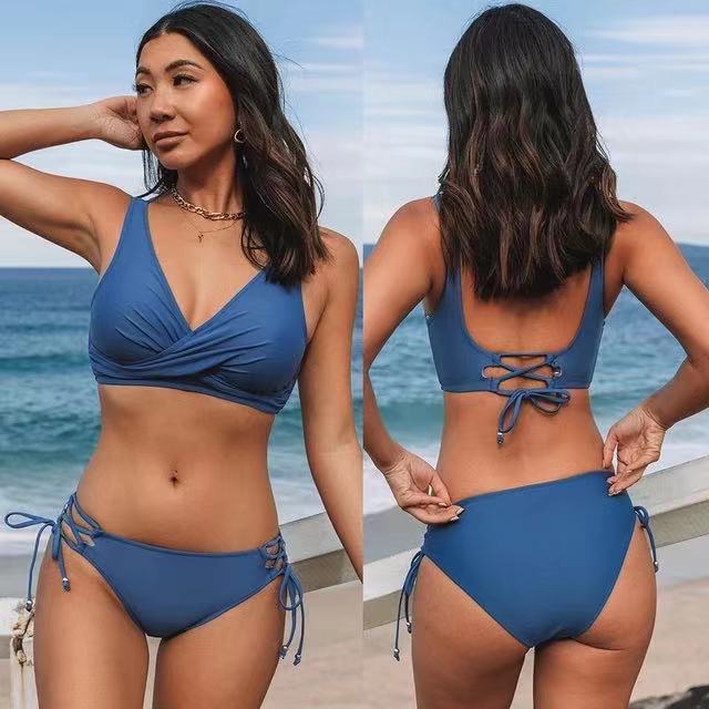 Sexy Halter Bikini Women's Split Lace-up Swimsuit