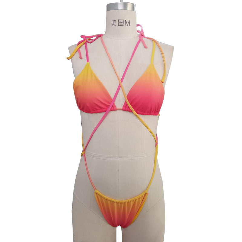 Split Swimsuit Colorful Three-point Bikini