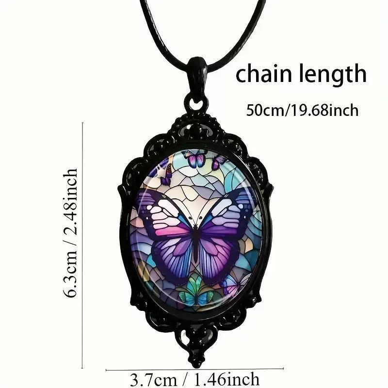 Fashionable And Elegant European And American Purple Butterfly Pattern Pendant Necklace