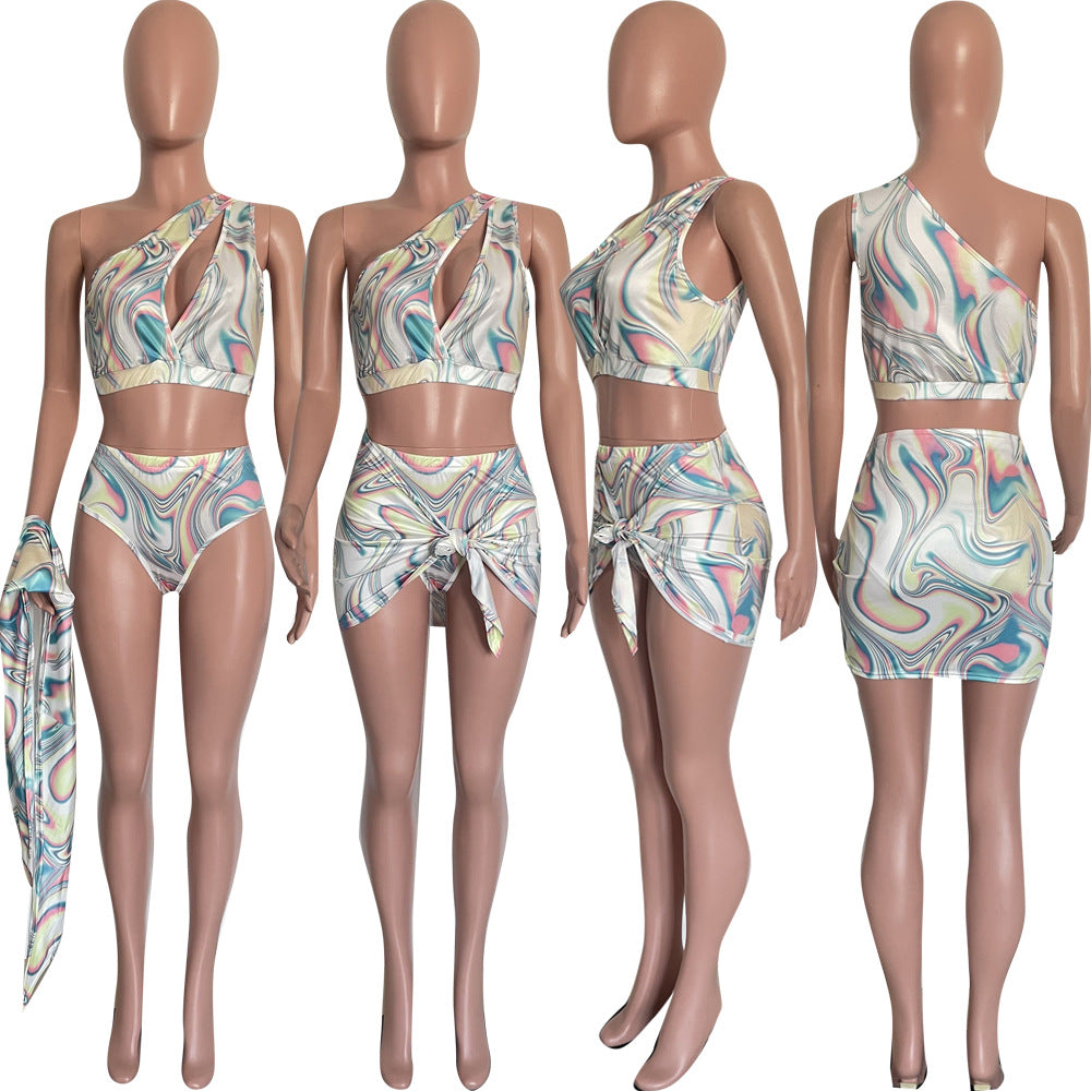 Swimsuit Three Piece Printed Ladies Split