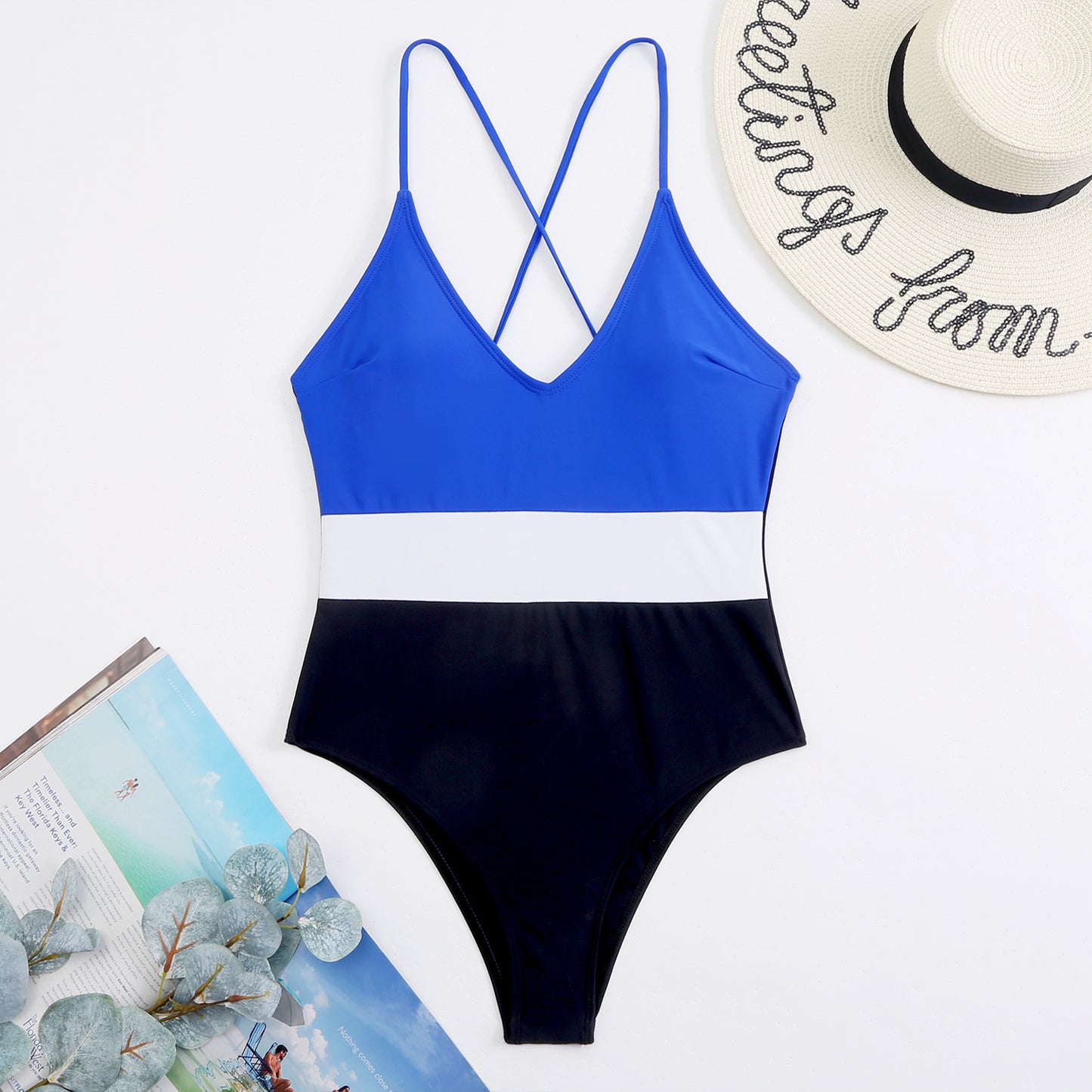 One-piece Soft Bag Conservative Solid Color Cross Bikini