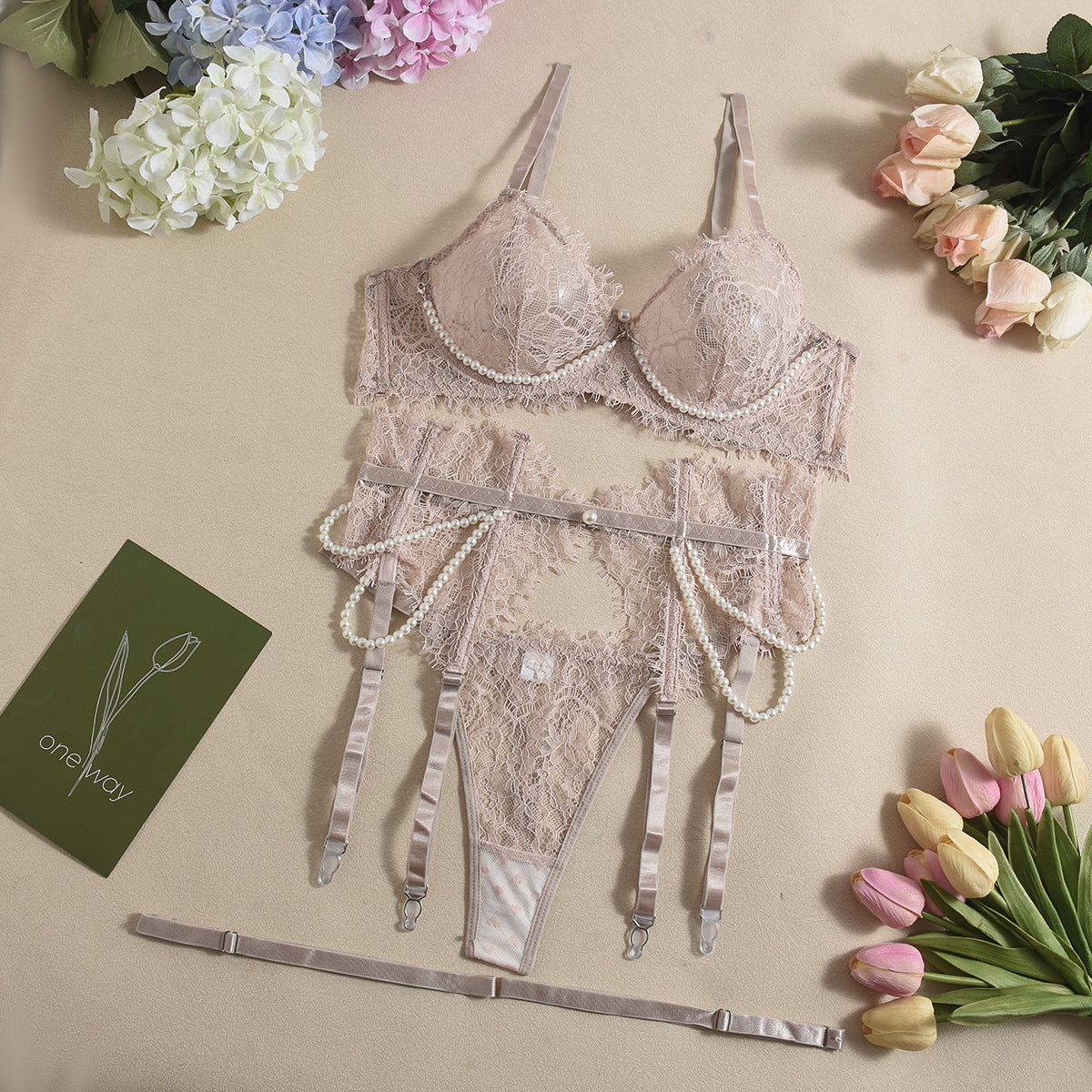 Pearl  Lingerie 4-piece Set