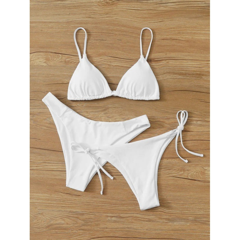 Bikini Solid Color Split Swimsuit Three-piece Set