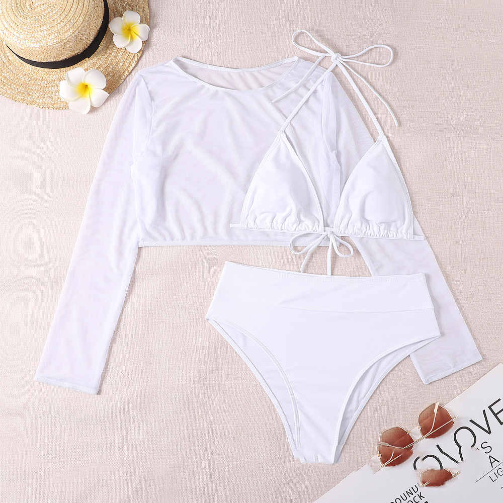 New Swimsuit Sexy Bikini High Waist Three-piece Set