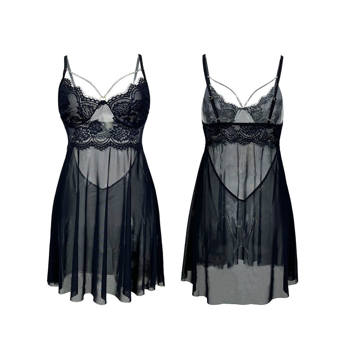 Lingerie See-through Mesh Nightdress - Peek A Boo Undies