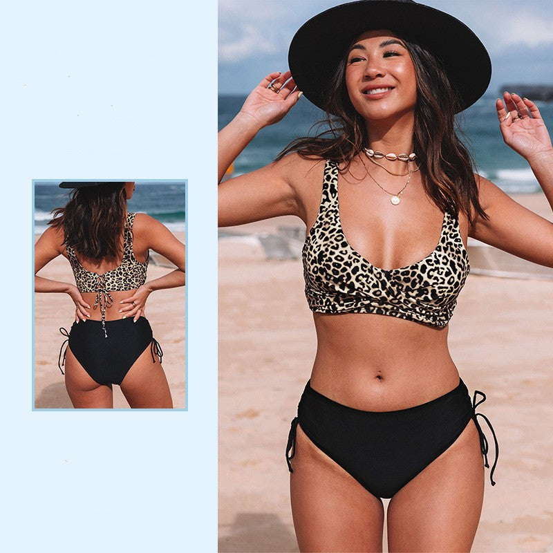 Bikini Leopard Print Vest Sexy High Waist Triangle