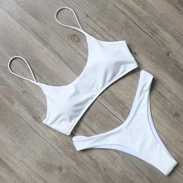 Women's Simple Clean Solid Color Bikini Swimsuit