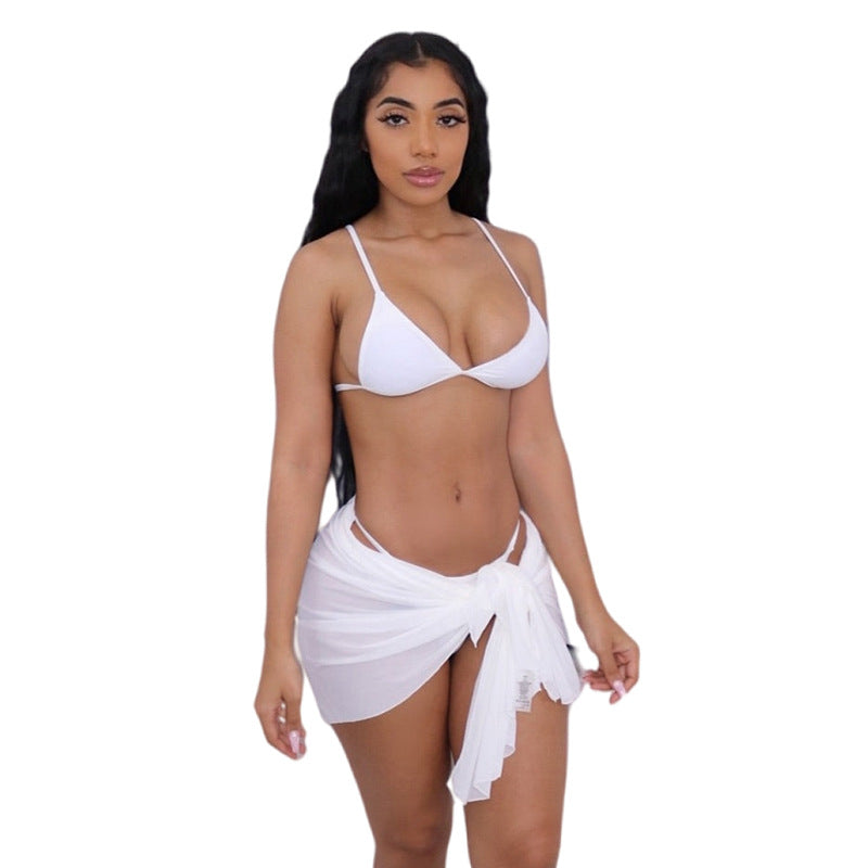 Women's Three-piece Halter Vest Swimsuit Skirt