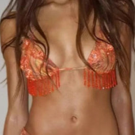 Bikini Tassel Skirt Set For Women - Peek A Boo Undies